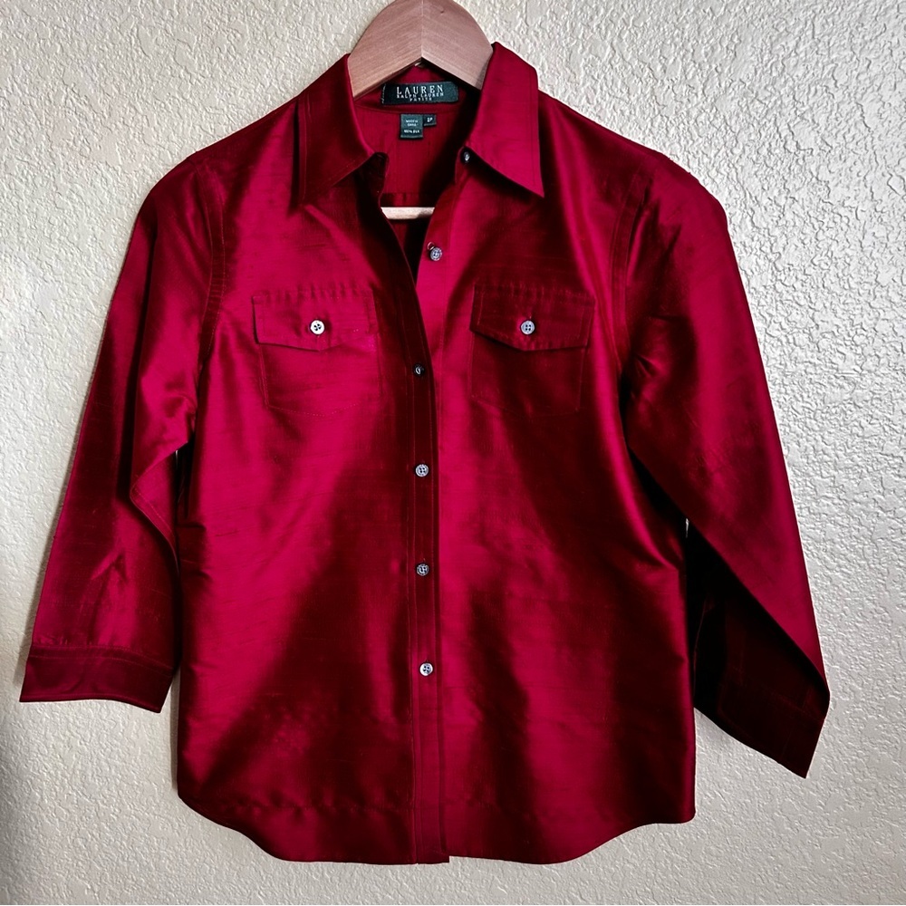 Lauren Ralph Lauren Silk Button Down Top